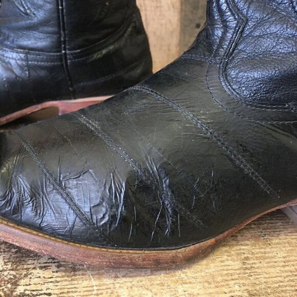Los Altos Pointed Toe Black Cowboy Boots Mens 9.5 EE - Picture 10 of 12